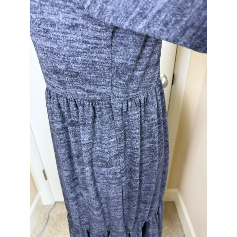 Women's Velvet Torch Grey Marled Tiered Midi Dress XL